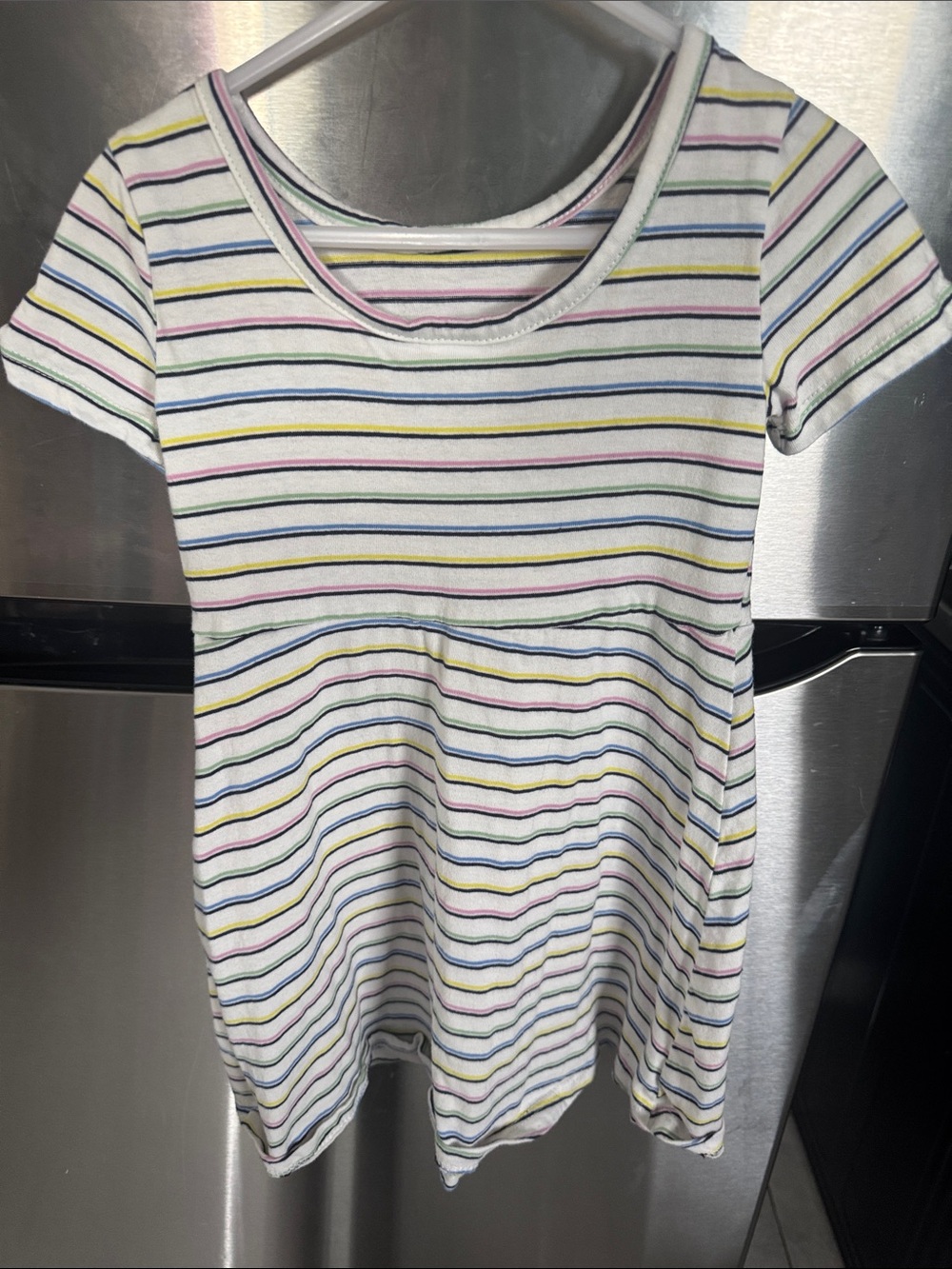 GAP Girls White Short Sleeve Dress with Multicolor Stripes